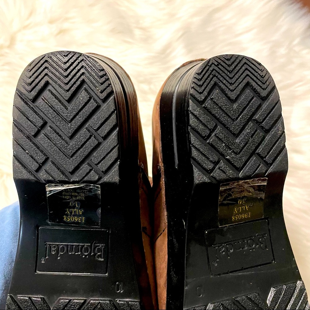Bjorndals Unisex Brown/Black Leather Top Slip On Clogs Size 10 New with defect. - Picture 10 of 15
